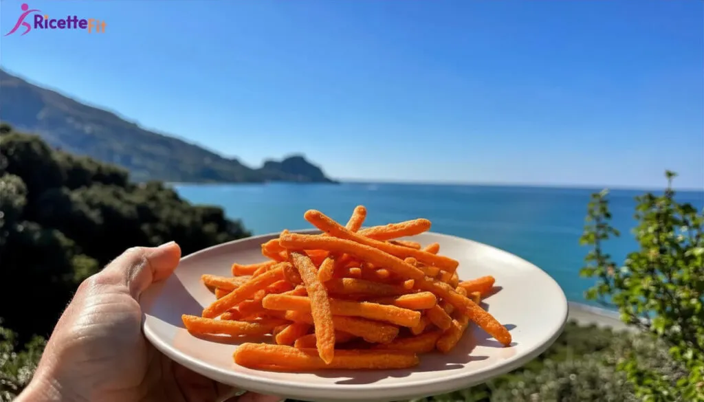 Chips di carote croccanti al forno con vista mare a Cefalù
