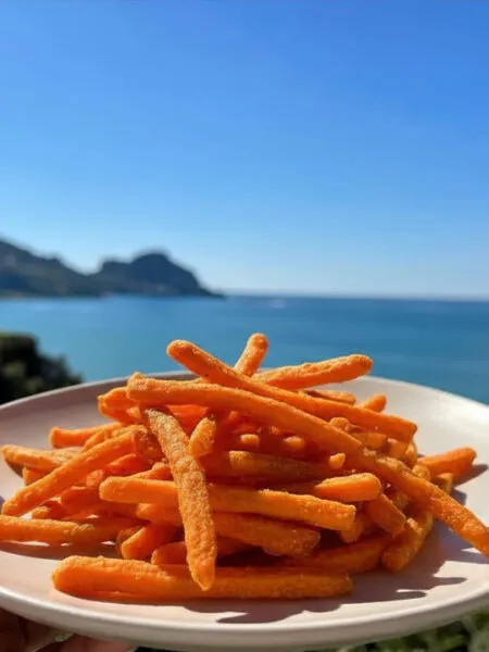 Chips di carote croccanti al forno con vista mare a Cefalù