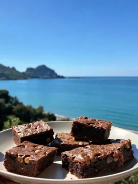 Brownies FIT cacao e legumi con nocciole vista mare a Cefalù
