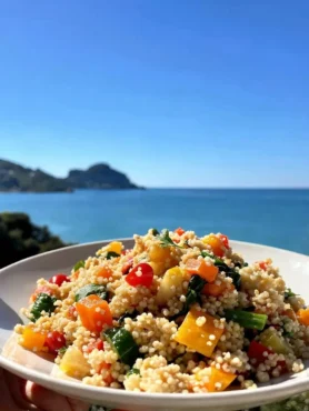 Cous cous di verdure fit con ceci vista mare a Cefalù