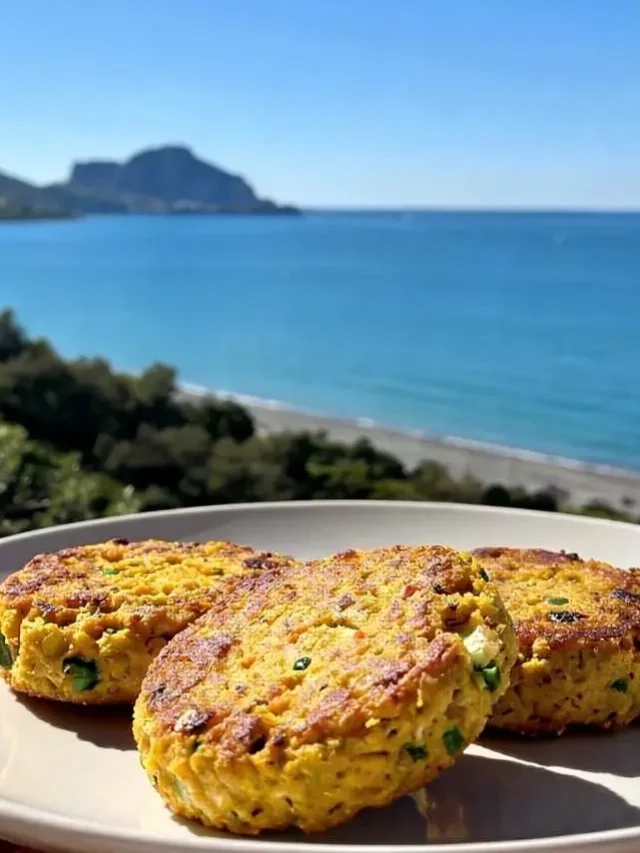 Hamburger di ceci dorati con zucchine e prezzemolo vista mare a Cefalù