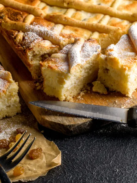 Fetta di schiacciata ricotta e marmellata fit