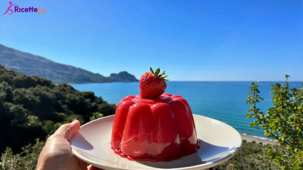 Gelo di fragole fit in stampo scanalato vista mare a Cefalù