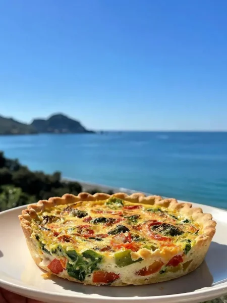 Quiche fit di verdure con brisée allo yogurt vista mare a Cefalù