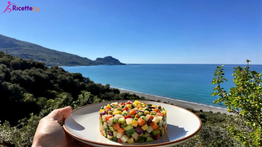 Tartare di verdure con avocado e lime davanti al mare di Cefalù