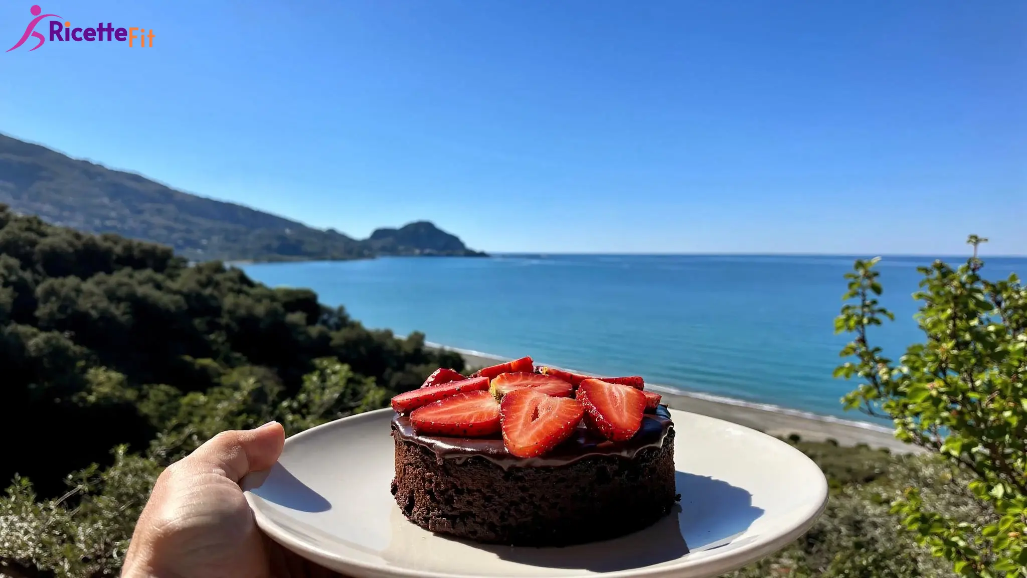 Torta cioccolato e fragole senza uova fit
