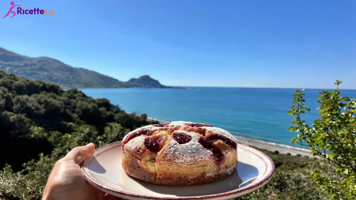 Torta marmorizzata fit alla marmellata di frutti rossi con vista mare a Cefalù