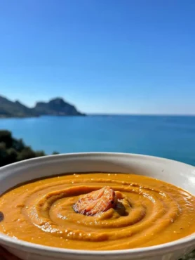 Vellutata fit di zucca e carote con lenticchie rosse vista mare a Cefalù
