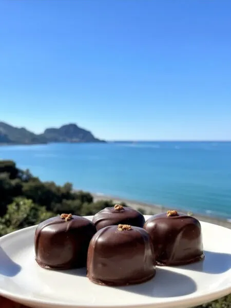 Cioccolatino fit alla zucca con cioccolato fondente vista mare a Cefalù