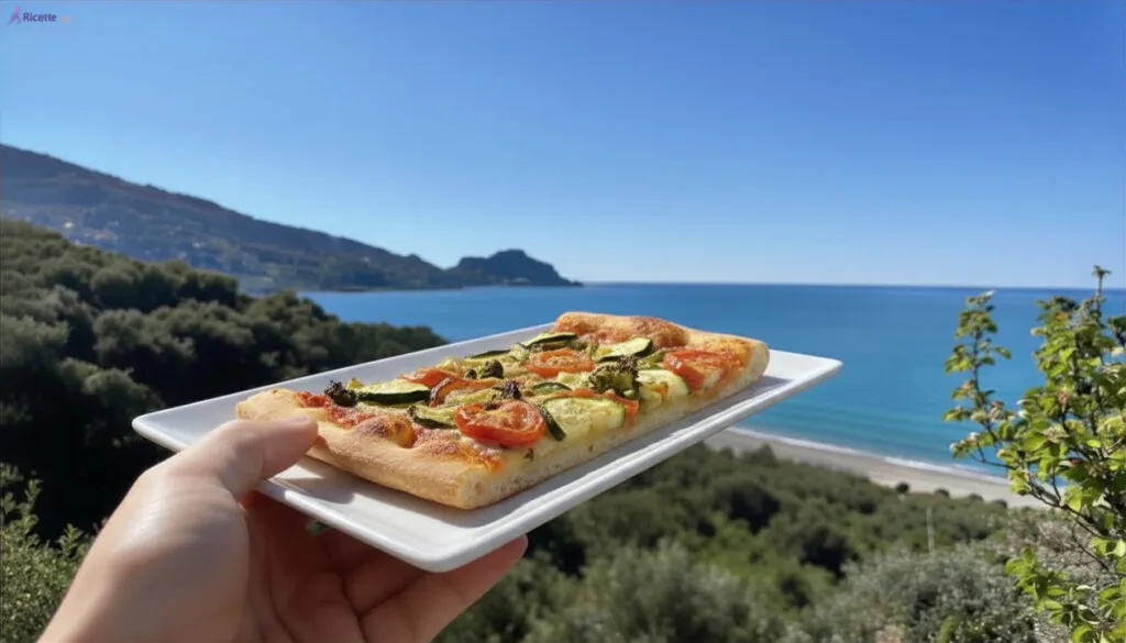 Schiacciata di verdure fit semi-integrale con vista mare a Cefalù