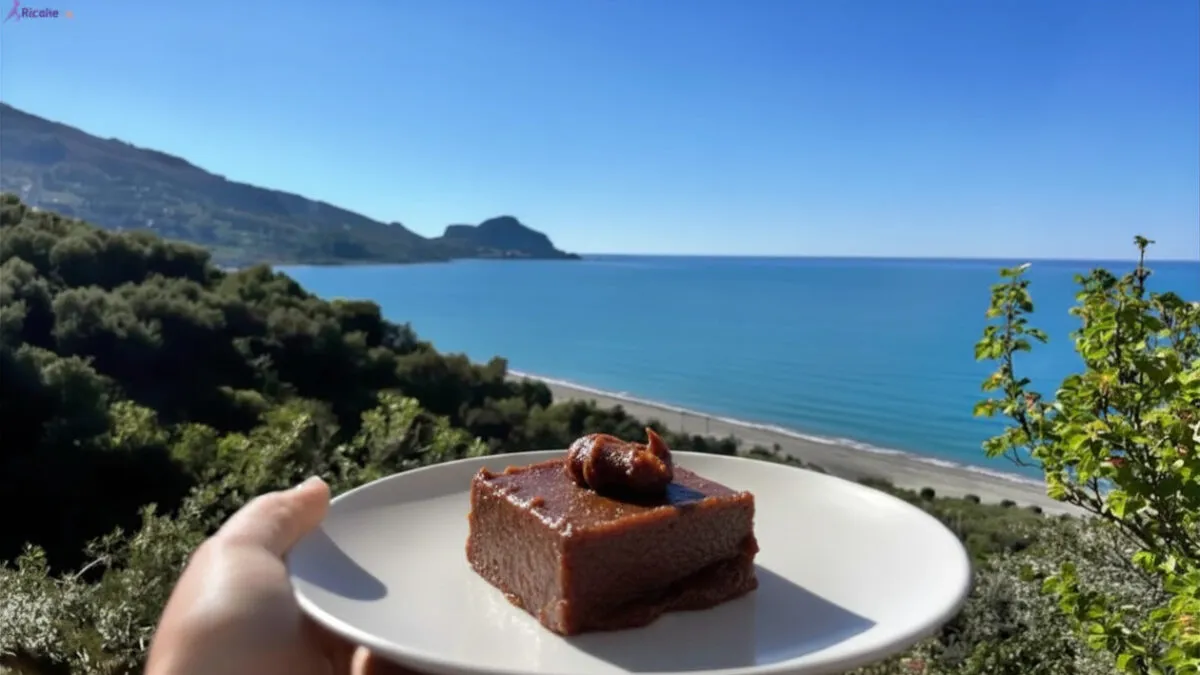 Burro di mele fit senza burro su piatto bianco con vista mare a Cefalù