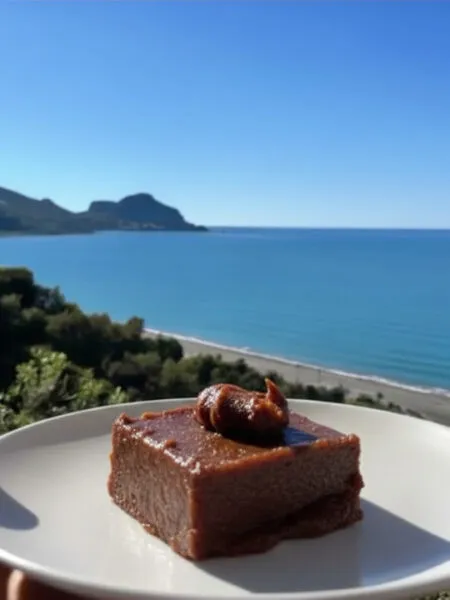 Burro di mele fit senza burro su piatto bianco con vista mare a Cefalù