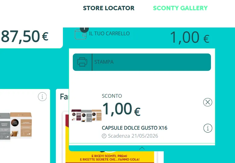 risparmiare al supermercato con Sconty,  stampa buono