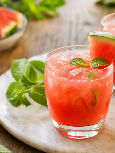 Anguria mojito analcolico con lime, menta e ghiaccio
