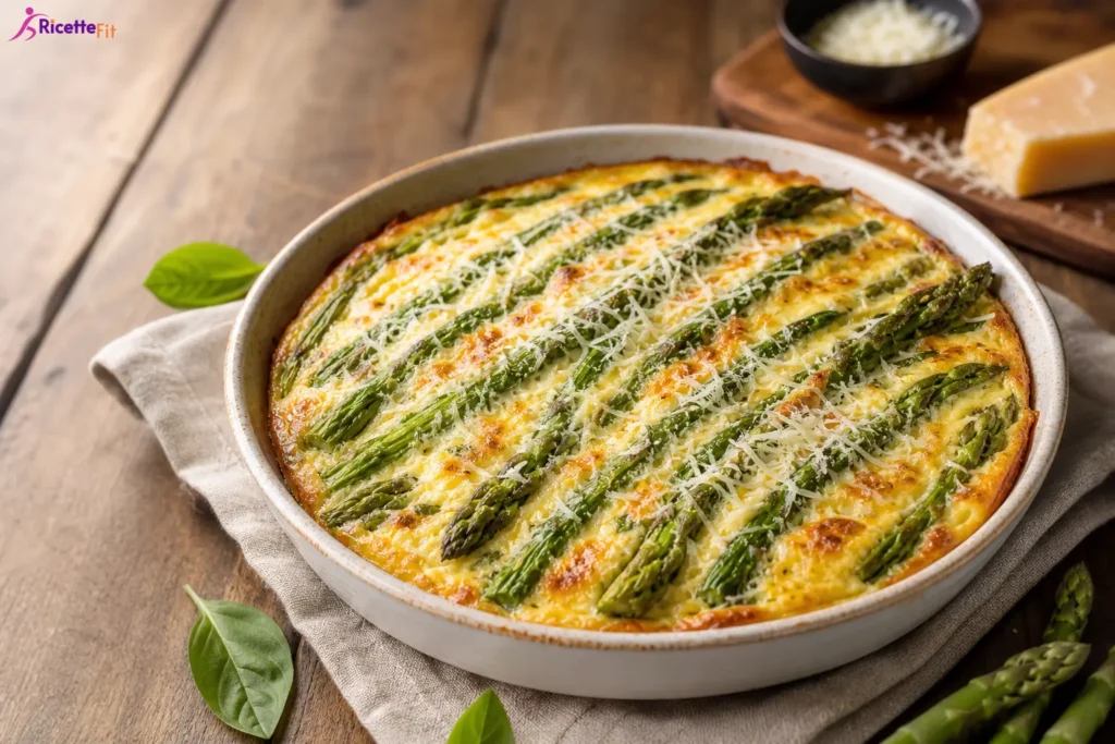 Asparagi gratinati al formaggio fit in pirofila con Parmigiano