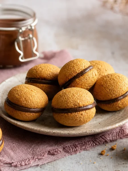 Baci di dama vegan con crema al cioccolato fondente