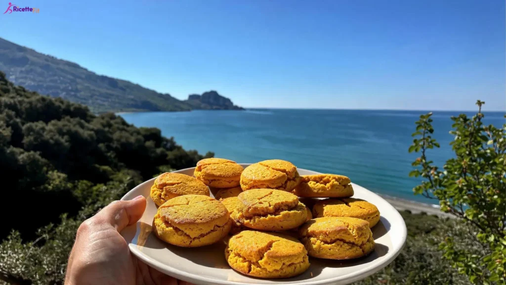 Biscottoni morbidi alla zucca su piatto con vista mare a Cefalù