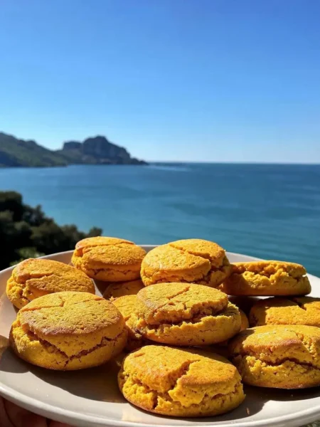 Biscottoni morbidi alla zucca su piatto con vista mare a Cefalù