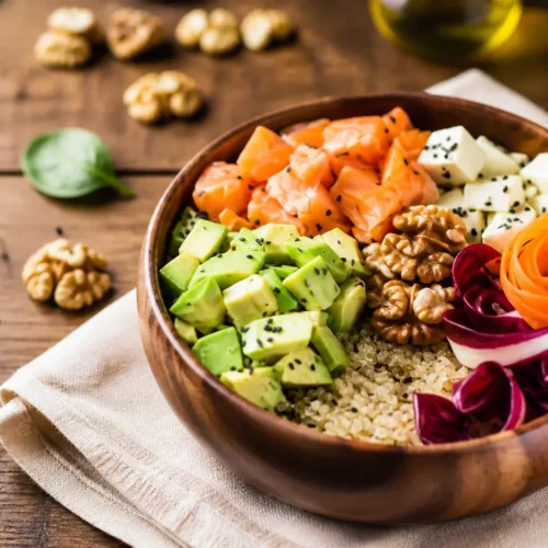 Bowl salmone, avocado e quinoa