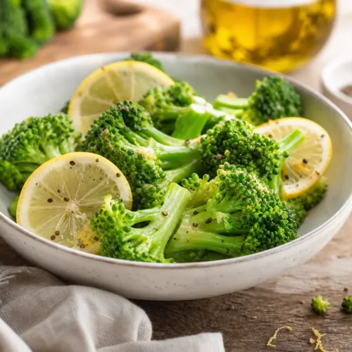 Broccoli al vapore con limone e pepe