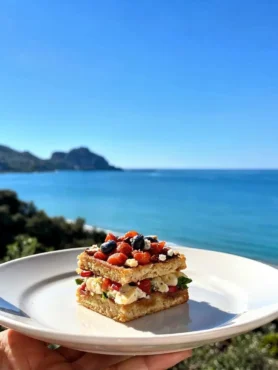 Brownies fit avocado e frutti rossi con crema allo yogurt sul mare di Cefalù