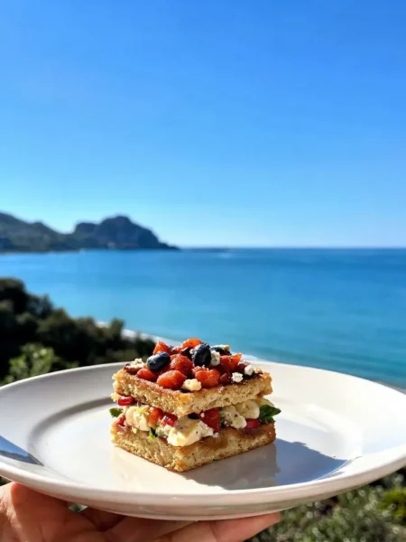 Brownies fit avocado e frutti rossi con crema allo yogurt sul mare di Cefalù