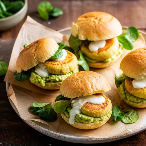 Burger di ceci e salmone con salsa allo yogurt e aneto