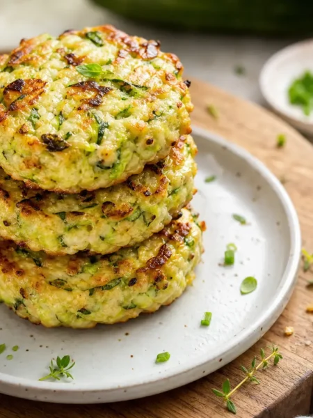 Burger di pollo e zucchine dorati con erbe fresche