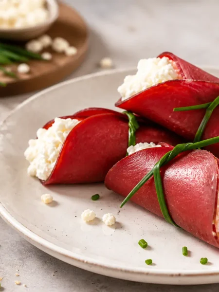 Cannoli di bresaola fit ripieni di fiocchi di latte ed erba cipollina