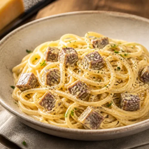 Carbonara vegana con seitan