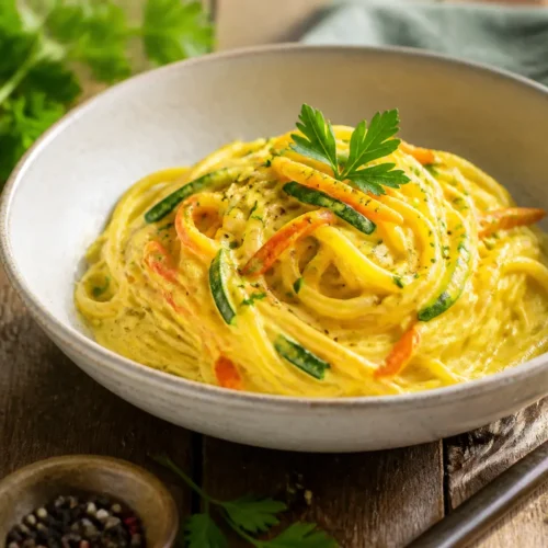 Carbonara vegetariana con zucchine e carote
