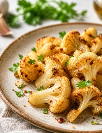 Cavolfiore arrosto con paprika e limone servito con prezzemolo fresco