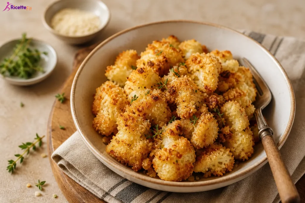 Cavolfiore gratinato light al forno con pangrattato integrale e timo