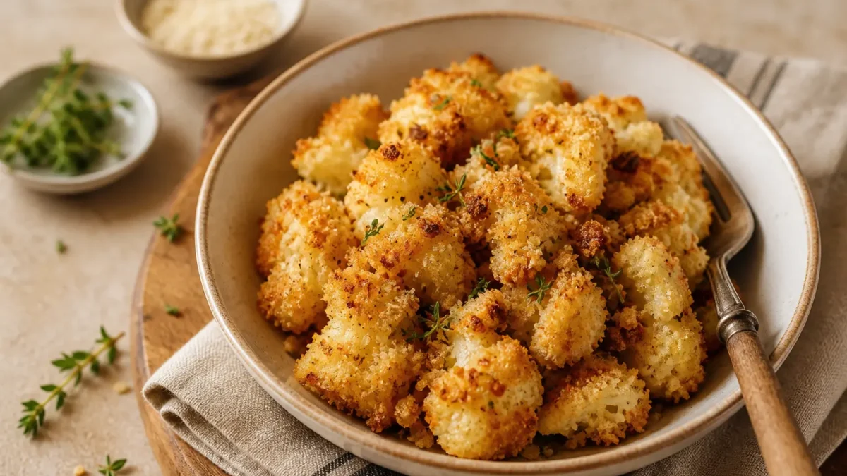 Cavolfiore gratinato light al forno con pangrattato integrale e timo