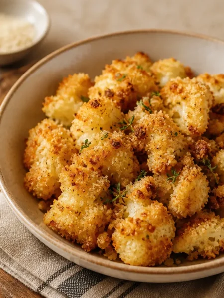 Cavolfiore gratinato light al forno con pangrattato integrale e timo