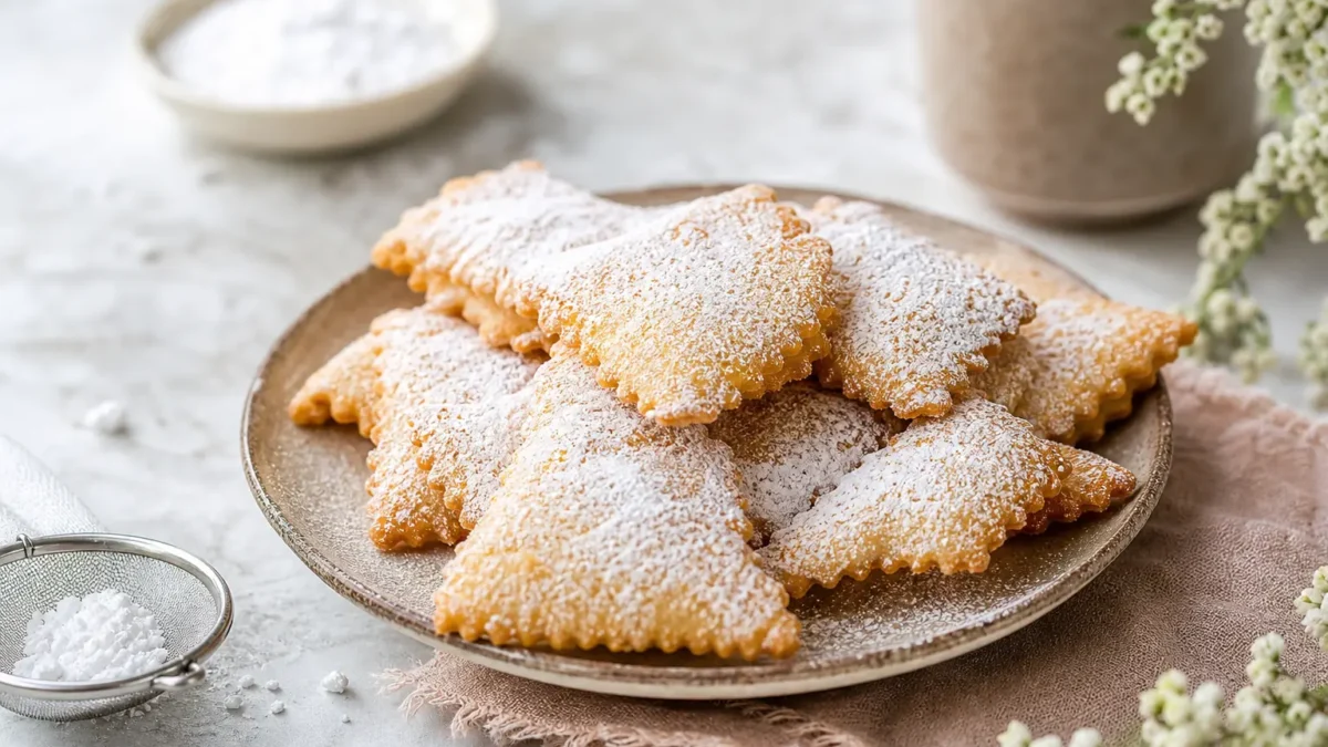 Chiacchiere light e vegane al forno con zucchero a velo
