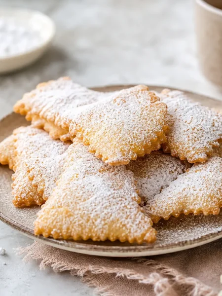 Chiacchiere light e vegane al forno con zucchero a velo