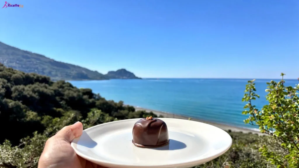 Cioccolatino fit alla zucca con cioccolato fondente vista mare a Cefalù