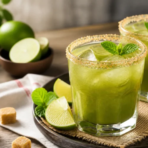 Cocktail Matcha Tonic Fit con Lime e Menta