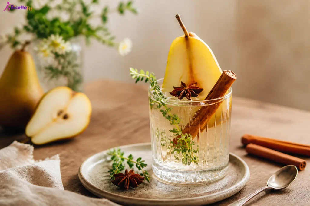 Cocktail pera e cannella con anice stellato e timo