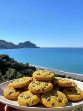 Cookies vegan alla zucca senza glutine con vista mare a Cefalù
