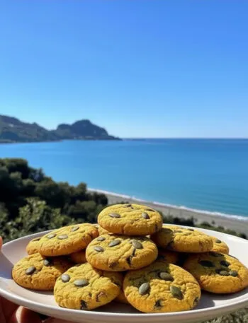 Cookies vegan alla zucca senza glutine con vista mare a Cefalù