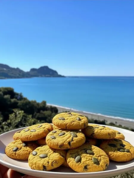 Cookies vegan alla zucca senza glutine con vista mare a Cefalù