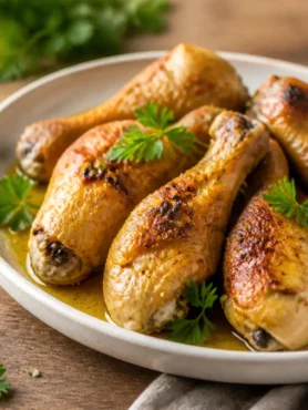 Cosce di pollo in padella marinate al limone con prezzemolo fresco