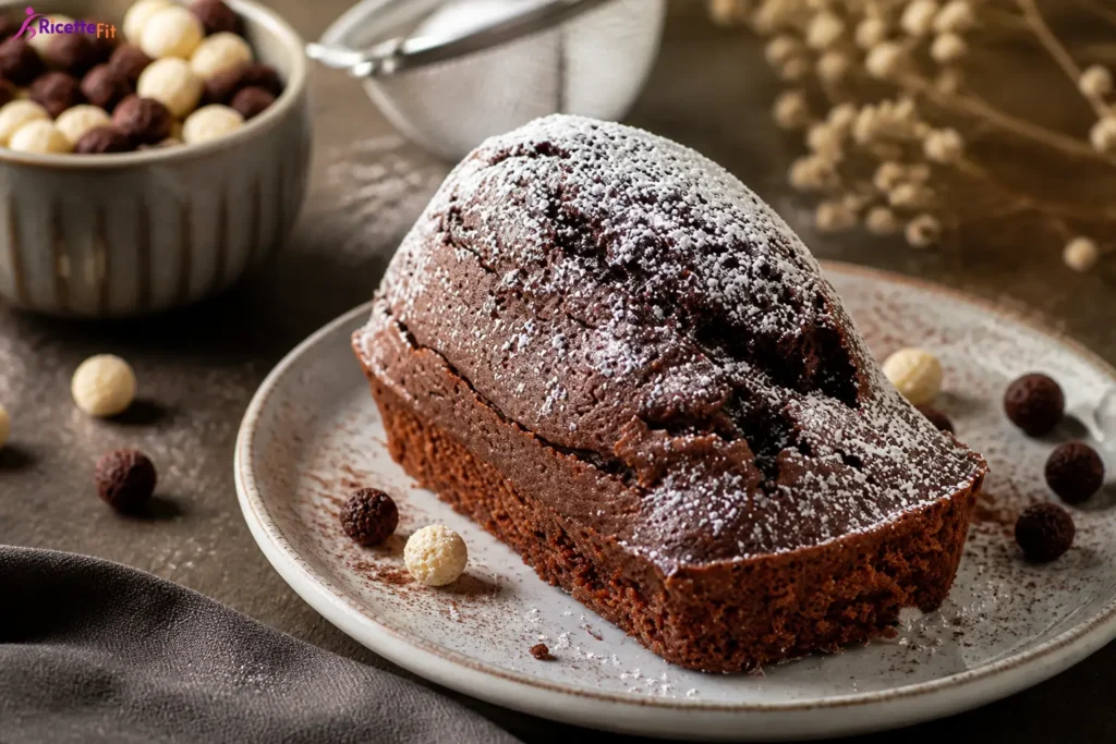 Cotton cake di ceci al cacao con zucchero a velo