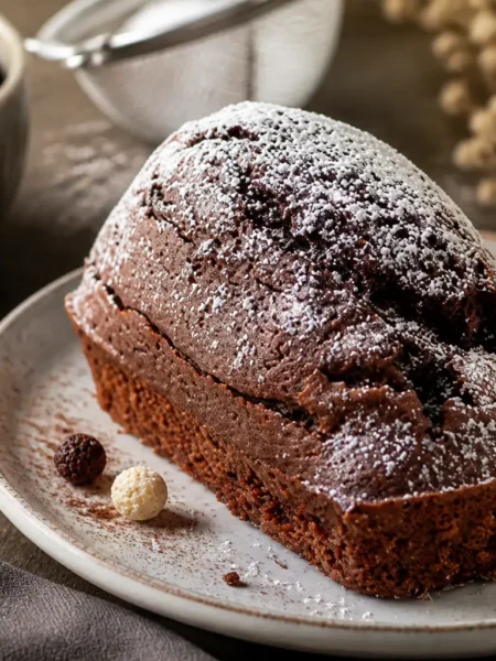 Cotton cake di ceci al cacao con zucchero a velo