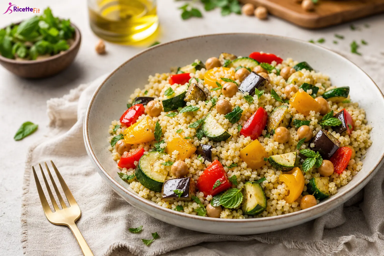 Couscous con verdure grigliate e legumi