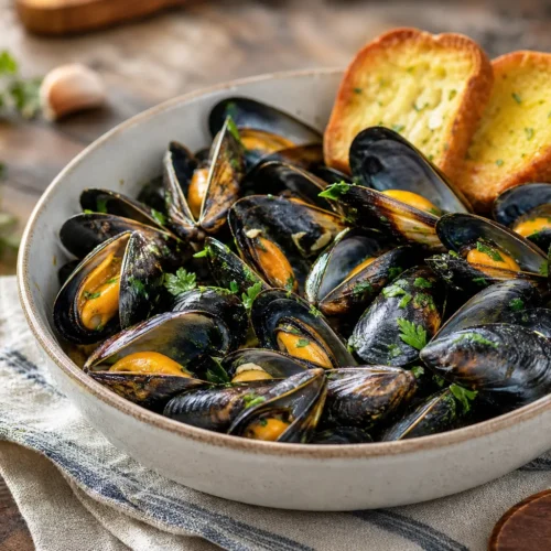 Cozze alla tarantina leggere con crostini all’aglio