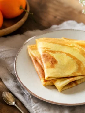 Crêpes light con yogurt greco servite con crema al cacao e marmellata di arance
