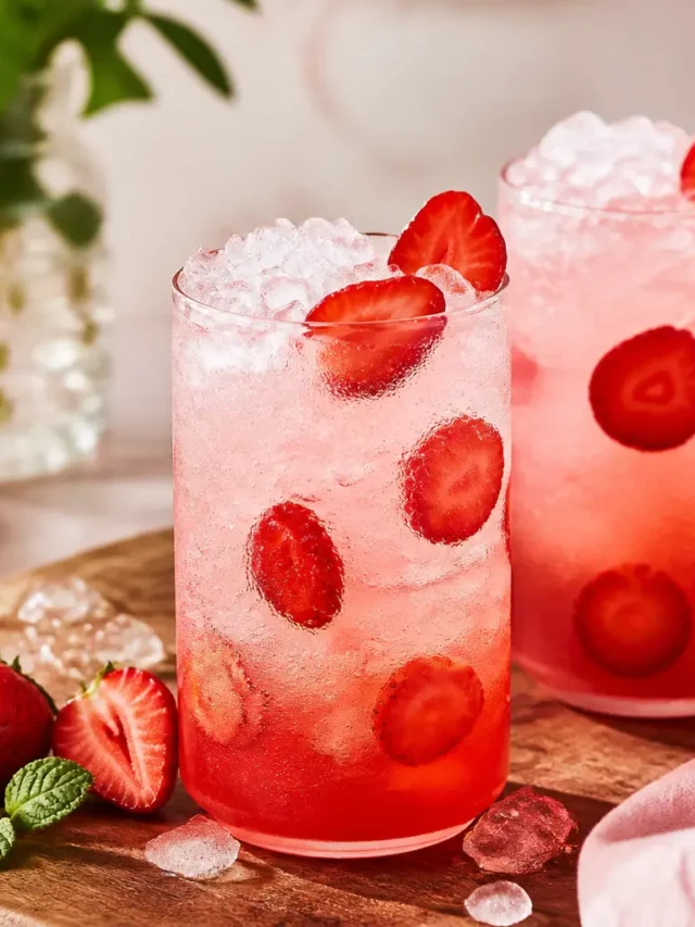 Infuso di fragola e lime con ghiaccio tritato e menta fresca